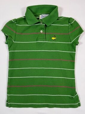 MASTERS COLLECTION Girls Polo Shirt 5-6 Augusta Golf Logo Stripe Preppy Golfcore
